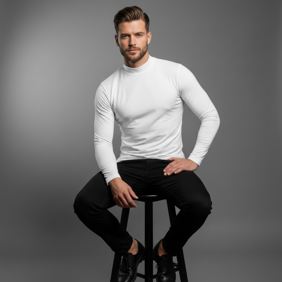 Base Mock Neck – White