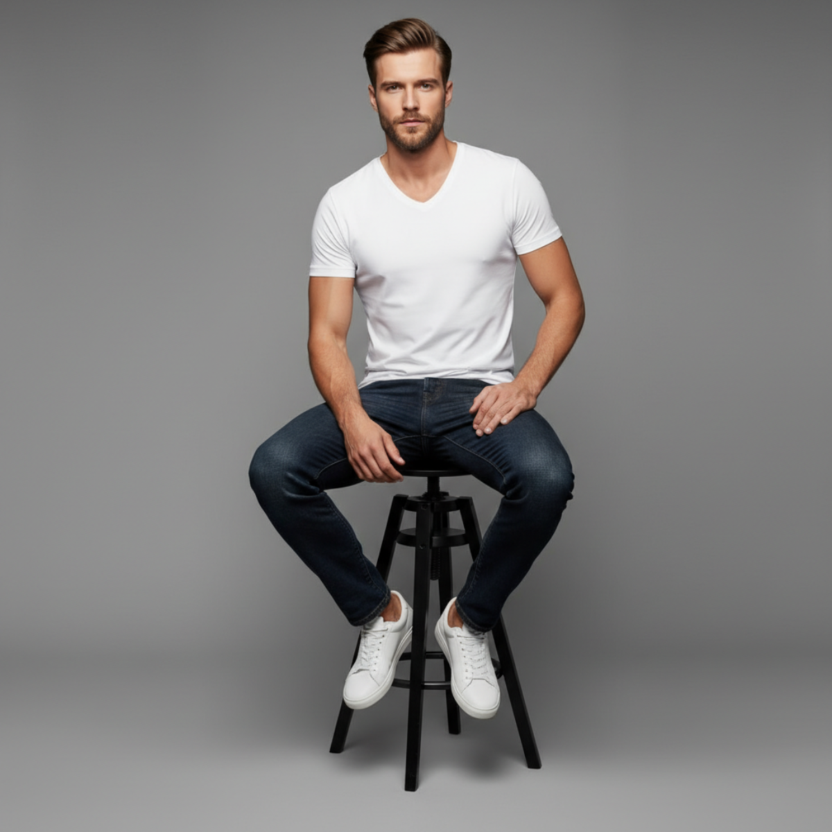 Core V-Neck Tee – White