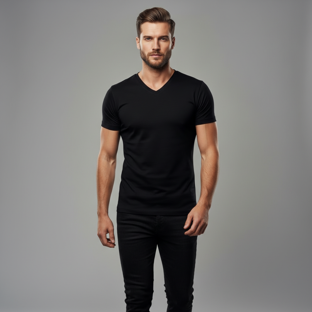 Core V-Neck Tee – Black