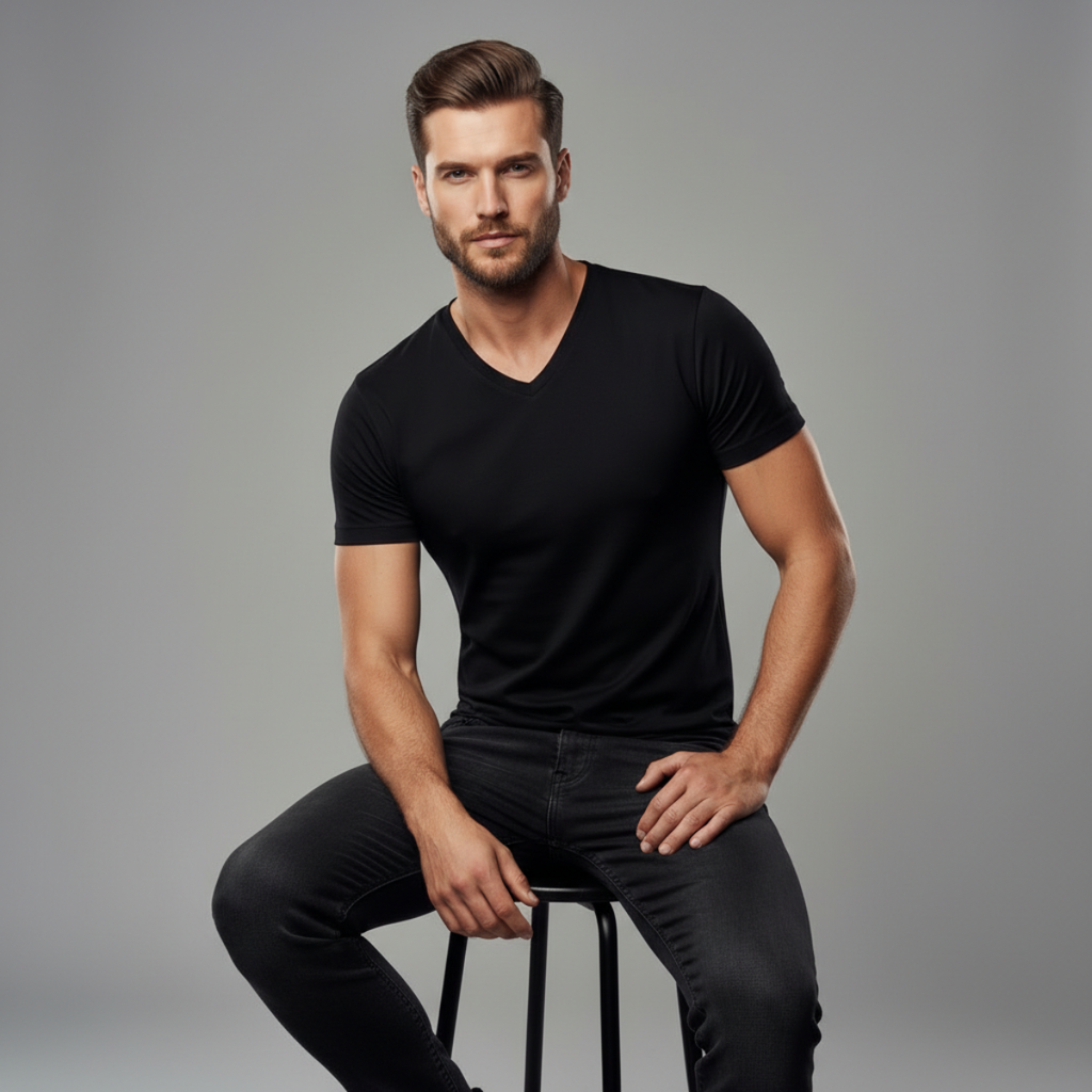 Core V-Neck Tee – Black