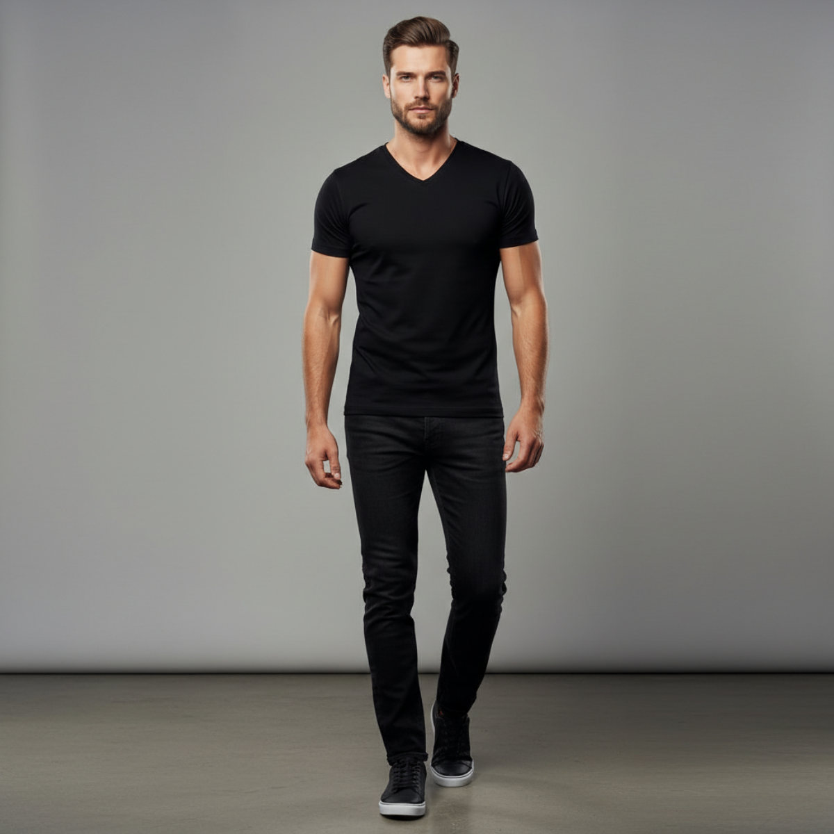 Core V-Neck Tee – Black